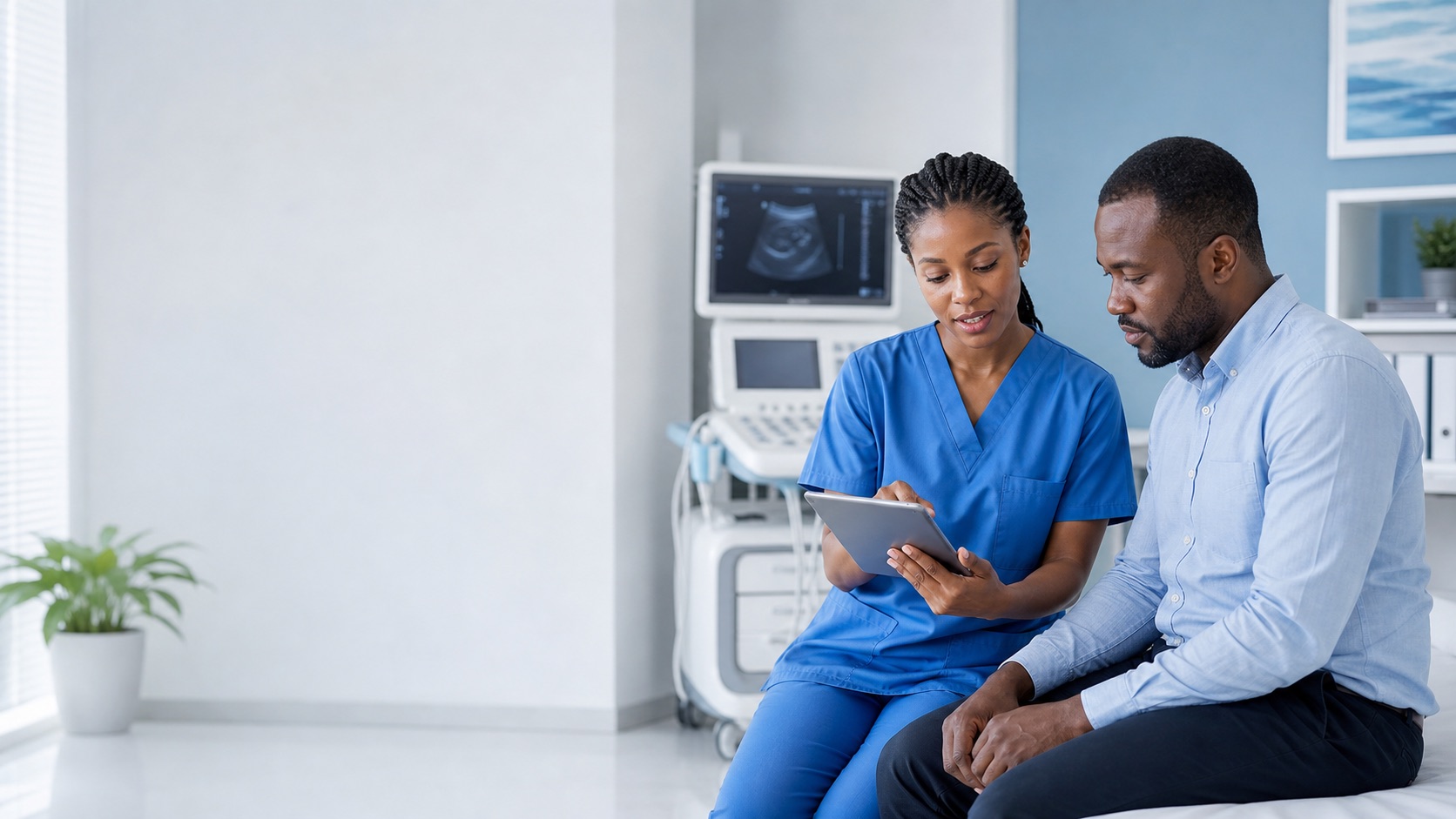 Clinician preparing diagnostic care at Faleti Medical Centre
