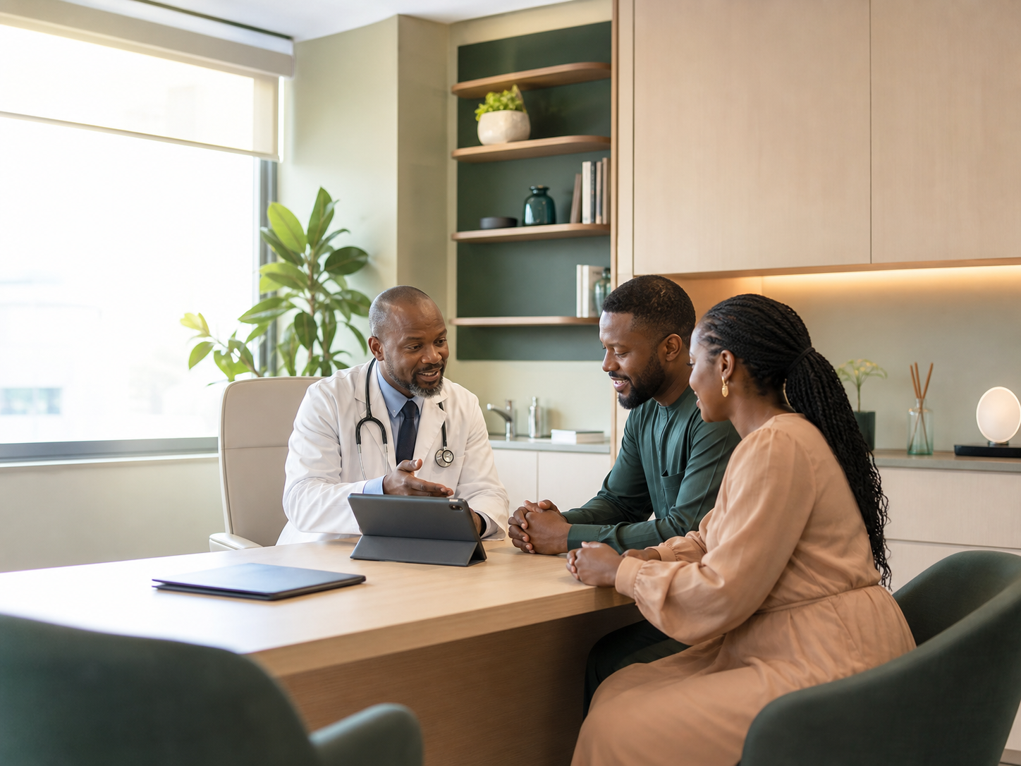Doctor speaking kindly with a patient during consultation